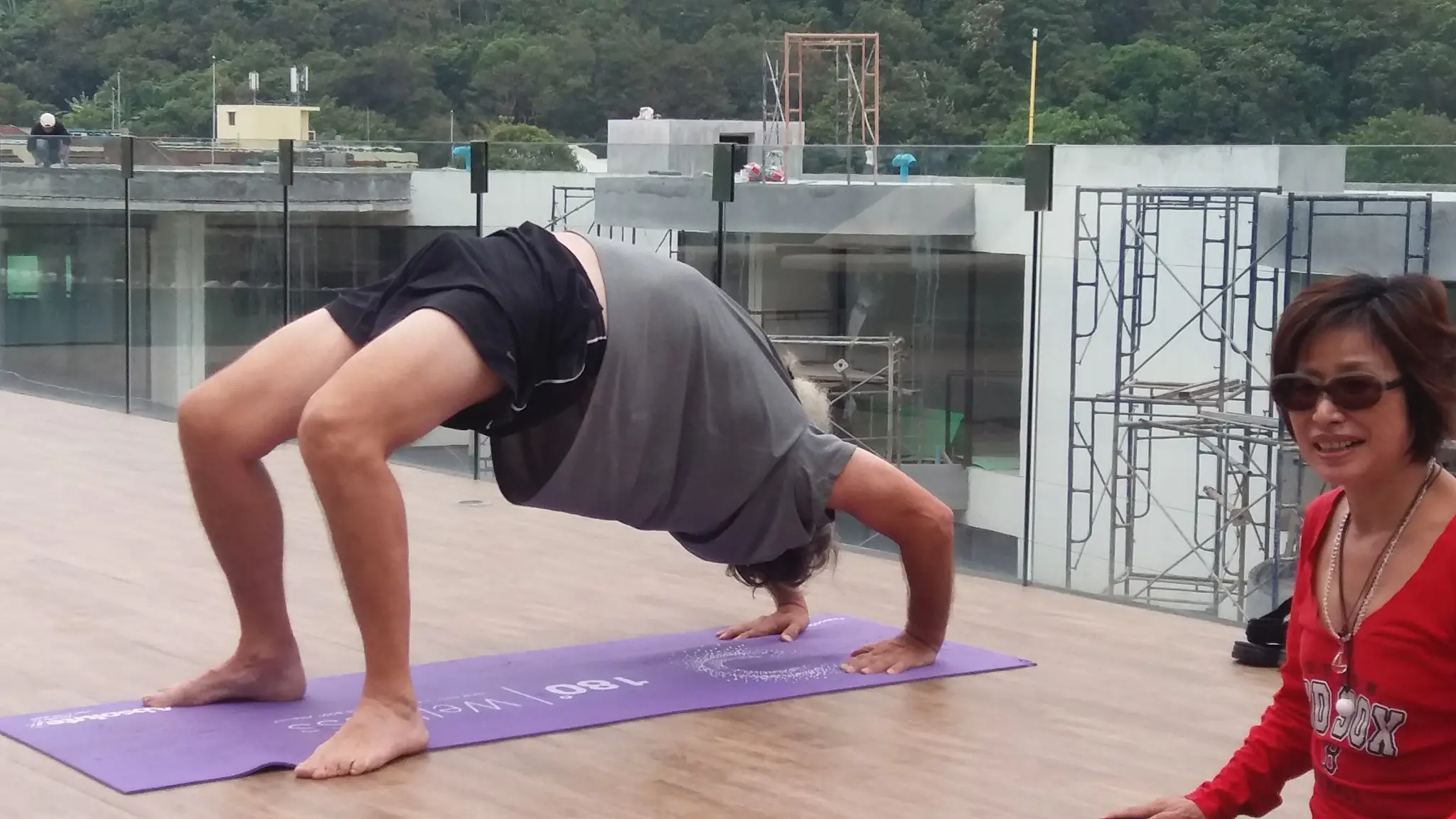 Colonel Michael Beale US Army retired practicing yoga at 180 Wellness Phuket Thailand