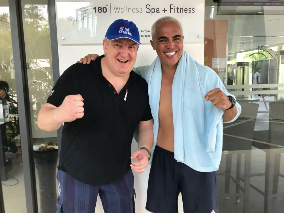 Dr. Martin Proeschodt from Germany with personal trainer Karol Krauser in Phuket Thailand